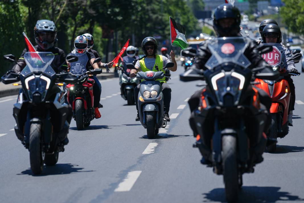 Motosikletlilerden İsrail Başkonsolosluğu önünde ‘soykırım’ protestosu 1